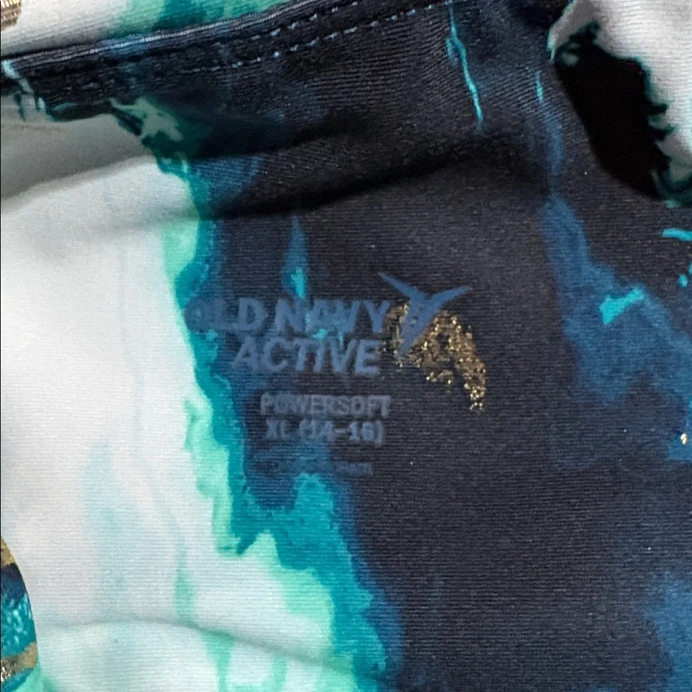 Old Navy Kids Powersoft Teal and Black Marble Leggings sz XL